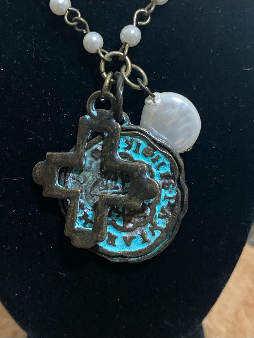 Ancient Seal and Cross Necklace